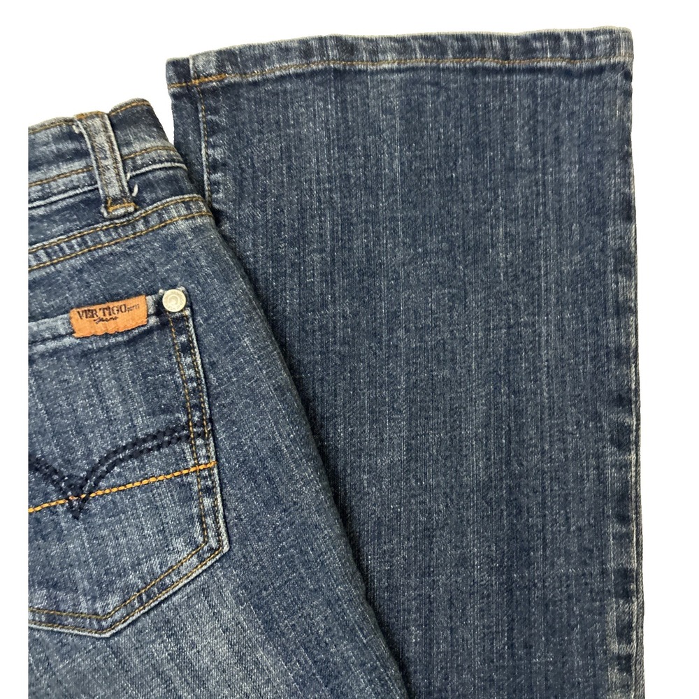 Vertigo Paris Jeans Womens Blue Denim Rhinestone Embellished Bootcut Size 28
